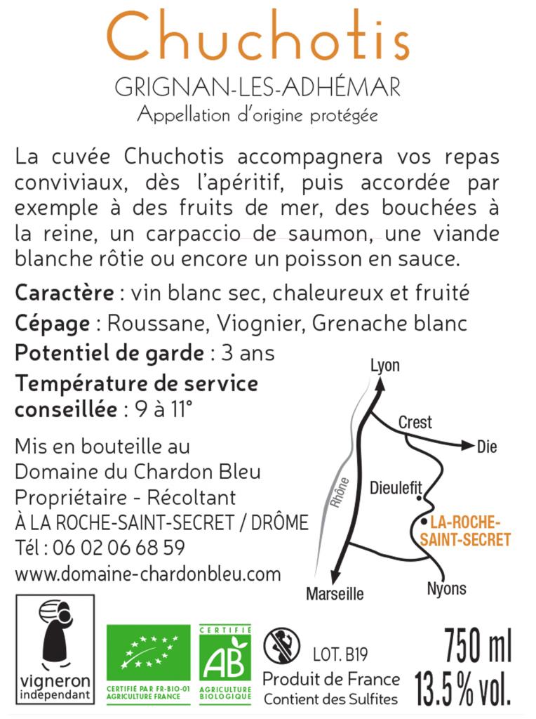 Domaine du Chardon Bleu, Chuchotis, AOC Grignan-les-Adhémar, Blanc, 2023