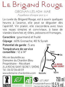 Domaine du Chardon Bleu, Rouge, Brigand, AOC Grignan-les-Adhémar, Rouge, 2022